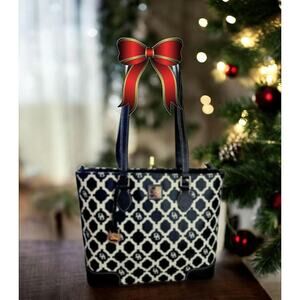 DOONEY & BOURKE Geometric Women’s Handbag, coated canvas & Leather black & white